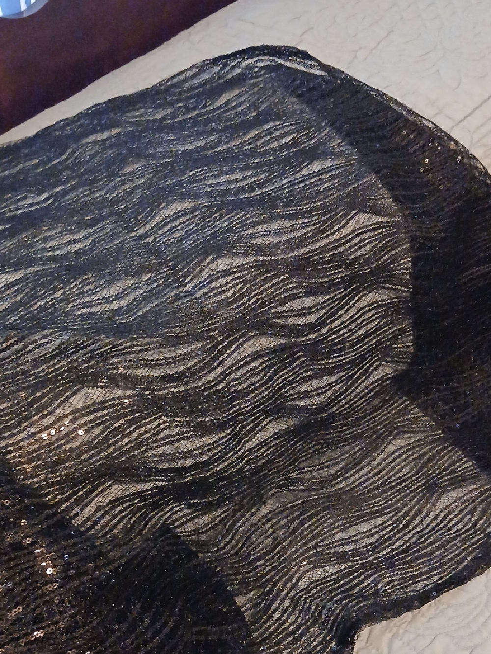 Sheer Black Open Weave Shawl Scarf - Picture 3 of 4